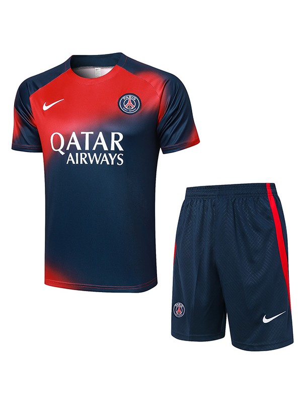 Paris Saint-Germain training jersey soccer uniform men's sportswear red navy football tops sports shirt 2024